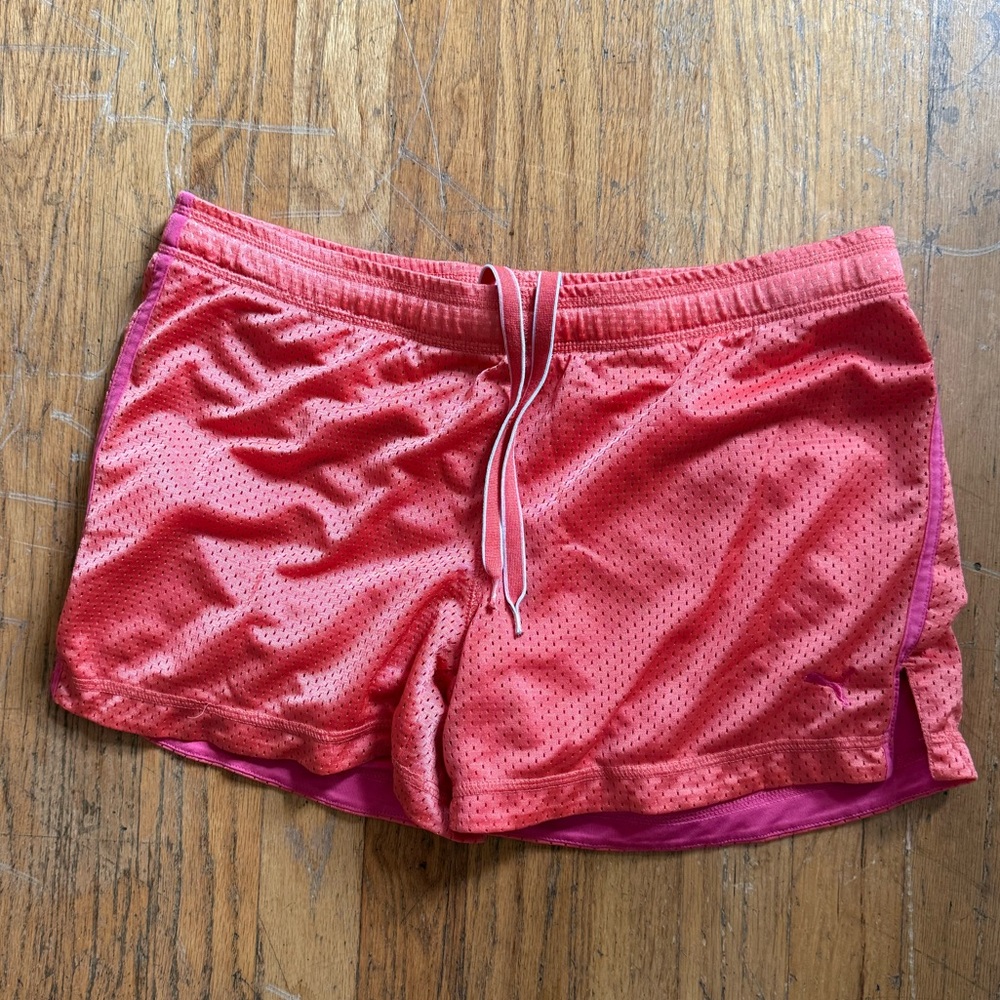 Puma orange pink athletic shorts mesh Sz Small